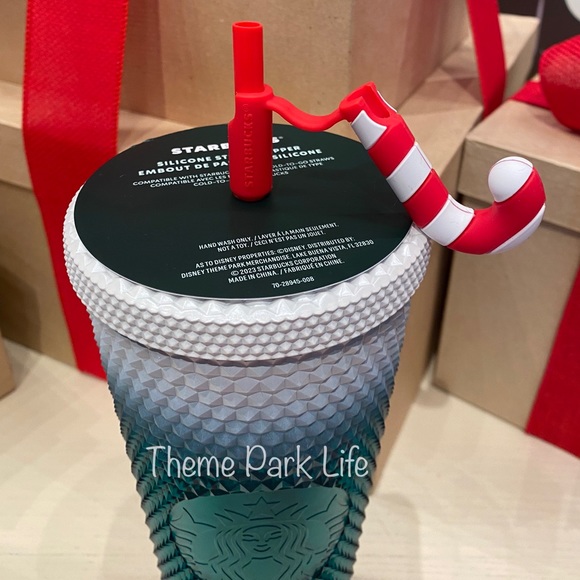 Walt Disney World Parks Christmas 2023 Starbucks Venti Bling Tumbler Candy Cane - Picture 3 of 4